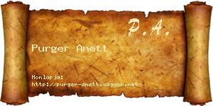 Purger Anett névjegykártya